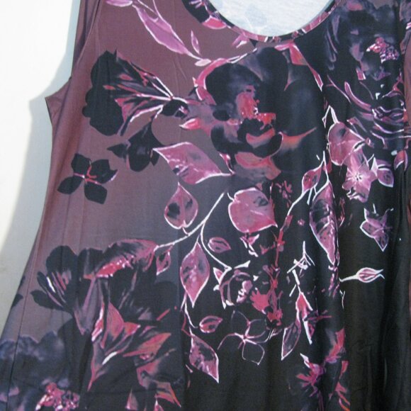 * Unbranded Purple Blouse XL New NWOT Black Floral Print Casual - Picture 4 of 5